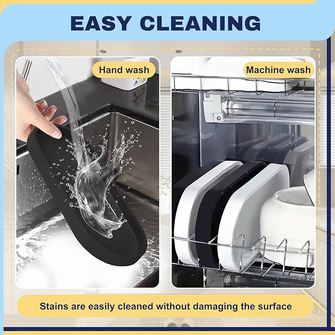 2 Pieces Silicone Shatterproof Bathroom Vanity Tray, 9.8" & 11.8" Oval White Kitchen Counter Tray, Hand Soap Dispenser Tray, Toilet Top Perfume Trays for Dresser Holder Organizer (White)