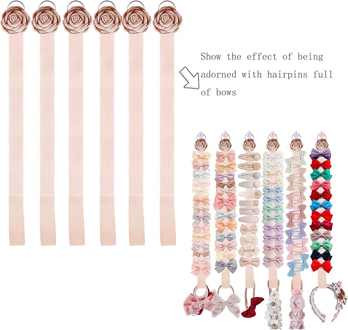 6PCS Bow Holder Hair Bow Organizer,Baby Decorative Hair Accessories Organizer,Flower Hair Clips Storage Bow Holder for Girls Hair Bows,Room Nursery Wall Hanging Decors (hua-6-B) (hua-6-B) (hua-6-M)