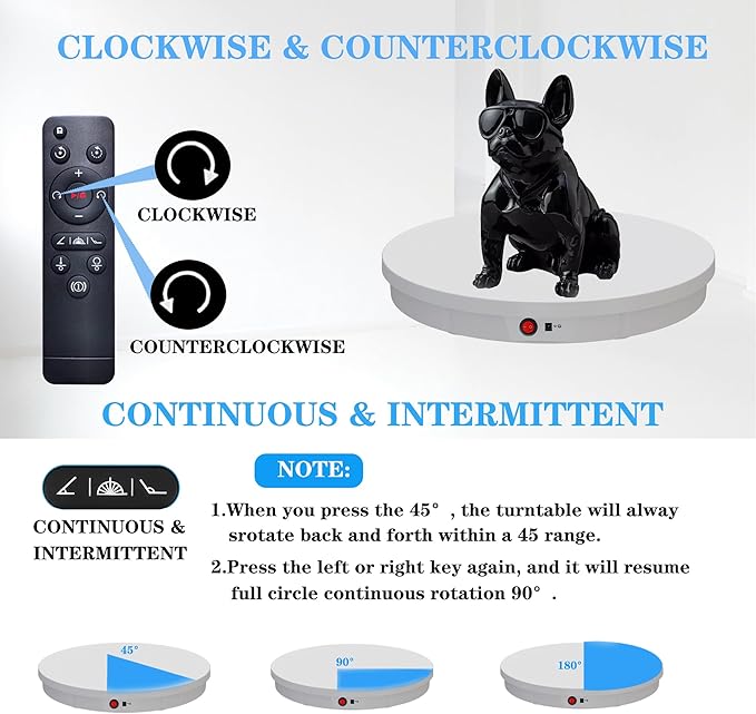 JAYEGT Motorized Rotating Display Stand, 350Lbs Load，360 Degree Electric Rotating Potography Turntable for Products Display，Live Show， Remote Control +5 Colors Backgrounds (White / 20.5inch /Wired)