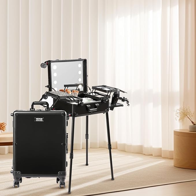 VEVOR Makeup Train Case Professional Makeup Storage Organizer Box Make Up Carrier for Women and Girls