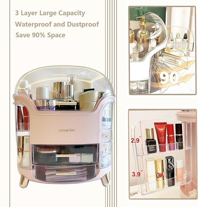 Upgrade Large Makeup Organizer Countertop Vanity Organizer Cosmetic Organizer Makeup Storage Box Bathroom Counter Organizer Perfume Skincare Organizers Gift Women Clear Design Easy Visibility