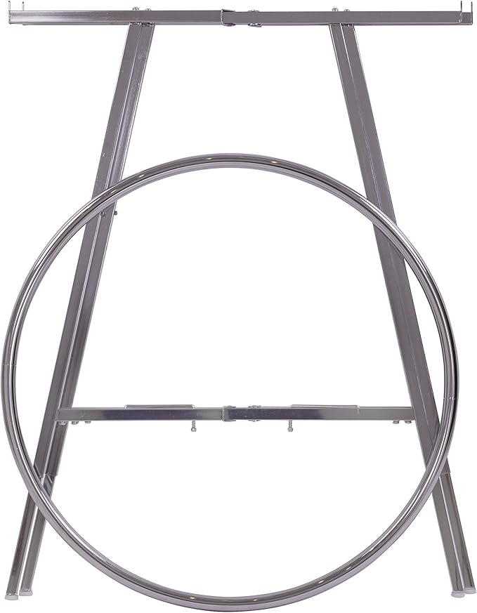 Econoco 36-Inch Folding Round Garment Rack, Adjustable 48–66″ Height Retail Display, Chrome Finish