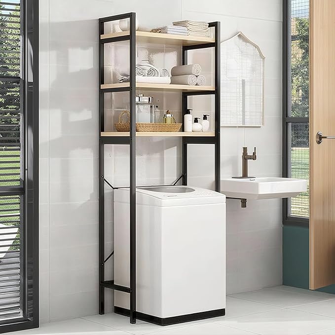 Gdrasuya10 Over The Washer and Dryer Storage Shelf for Laundry Room, 3 Tier Standing Washer Storage Utility Rack Laundry Storage Shelf Organizer Space Save for Home