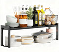 Expandable Cabinet Shelf Organizer 16-26" L Stackable Kitchen Counter Shelf Rack Sink Riser Countertop Storage Black (Normal 7.9”D)