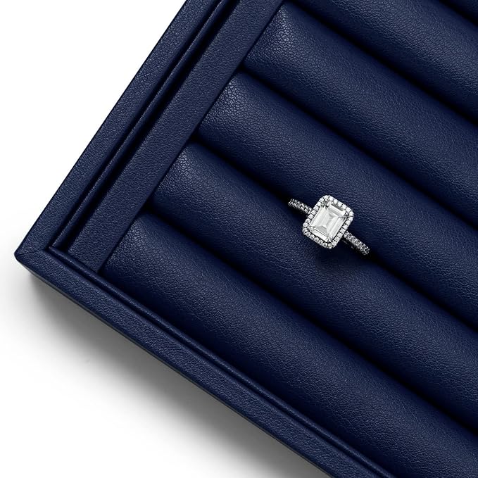 Oirlv Elegant Blue Ring Organizer Tray Stackable Jewelry Trays Jewelry Drawer Organizer Ring Earring Storage