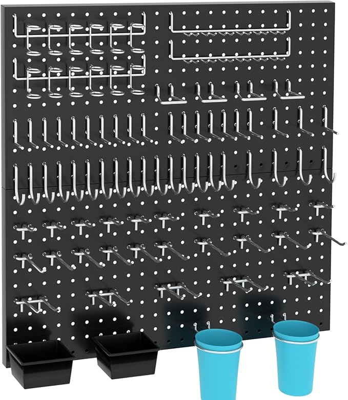 157 PCS Extra Thick Pegboard Hook Set, Metal Pegboard Accessory Organizer with Storage Bins and Peg Locks, Fits 1/4 Inch Pegboard Only, Ideal for Tools, Garage and Workshop Storage (Silver)