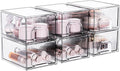 ZHIAI 6 Pack Clear Stackable Storage Drawer, Acrylic Drawer, Cosmetic Organizer, Plastic Organizer for Dresser, Under, Kitchen Cabinet, Pantry, Home Organization and Storage