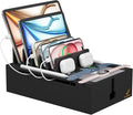 Pezin & Hulin Bamboo Charging Station, Electronic Devices Organizer for Multiple Devices Charger Such As Cell Phone, Tablet, Watch and More, Blackl, (No USB Charger and Cables