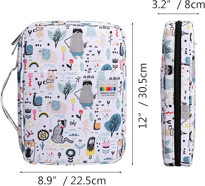JAKAGO 220 Slots Colored Pencil Case Large Capacity Pen Holder for Artist Painter Zipper Organizer Bag for Marker Highlighter Storage Case for Office Sketch Travel Supplies (Forest)