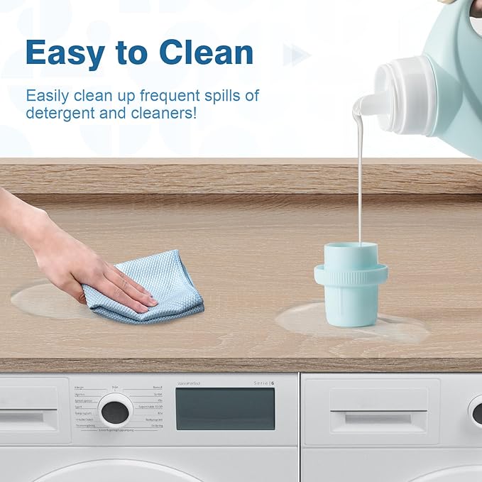 Washer Dryer Countertop 27.5" W x 54" L Laundry countertop for Storage and Organization with Edge Rails, Oak