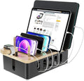 Metal Charging Station for Multiple Devices,New Upgrade Wood Charging Station for Phone Tablet Smart Watch Holder Desk Organizers，Matte Black Dock Device Organizer