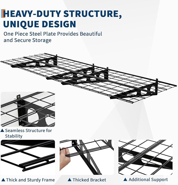 2x6 FT Garage Shelves Wall Mounted - 1600 LBS Heavy Duty Wall Shelf with Adjustable Distance,for Garage,Kitchen Laundry,Shopping Mall and Tool Room,2 Pack