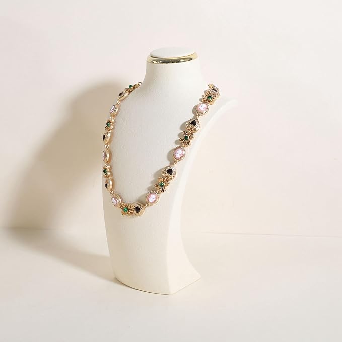 velvet necklace display stand, necklace display holder for selling, bust jewelry display, necklace mannequin display stand【Cream-Medium】