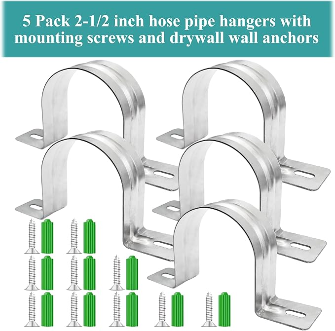 Dust Collection Hose and Pipe Holder Adjustable Hangers Bracket, Don’t Broken Like Plastic After Long Time, Durable Spray Iron, 5 PCS (Sliver, 4 Inch)