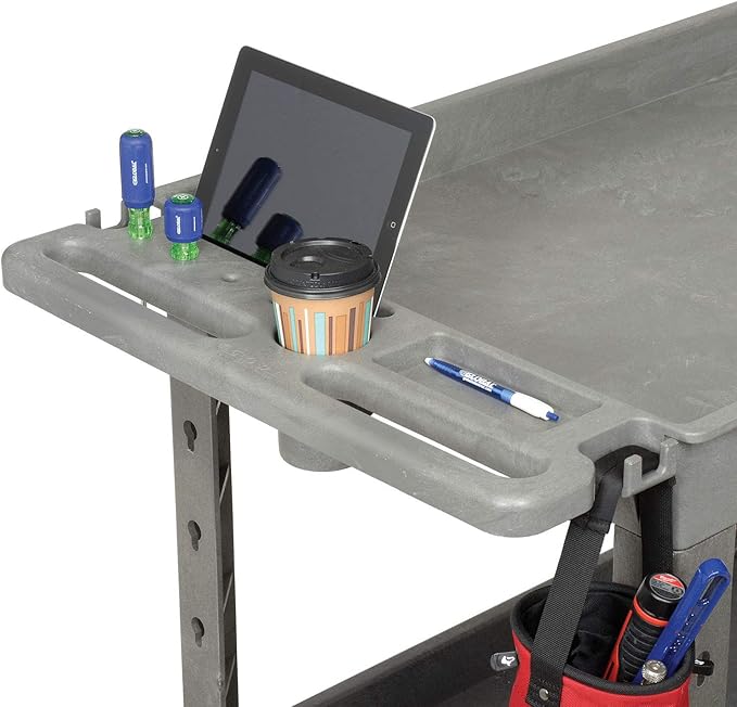 Global Industrial Plastic 2 Tray Shelf Service & Utility Cart, 44” x 25-1/2”, 5" Rubber Casters