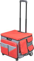 Mobile Utility Cart with Storage Organizer Bag, Rolling Cart, Red/Grey