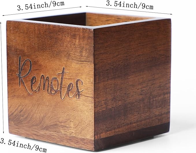 Acacia Wood TV Remote Holder, Caddy and Organizer for Table, Vintage Farmhouse Desk Caddy (Brown for 2 or 3 Remote Controls)