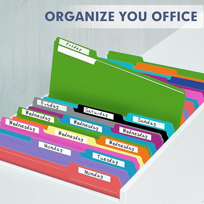 File Folder, PANDRI 220 Pack Colored File Folder, 1/3 Cut Tab, Letter Size, Assorted 12 Colors Filing Folder for Office School Business