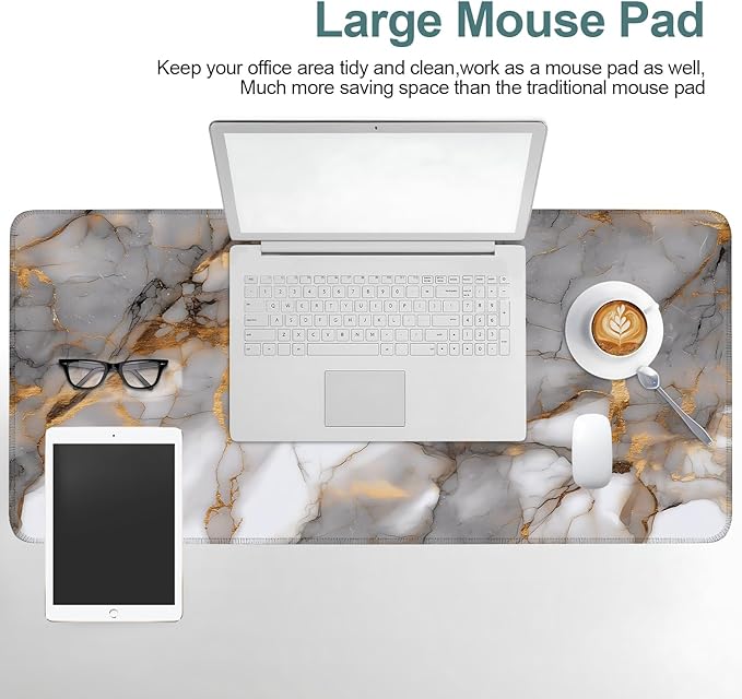 Marble Stripes Gaming Mouse Pad 35.4"x15.7"Desk Mat Anti-Slip Rubber Base & Durable Stitched Edges for Gamers Smooth Mouse Writing Surface for Desk Office/Home