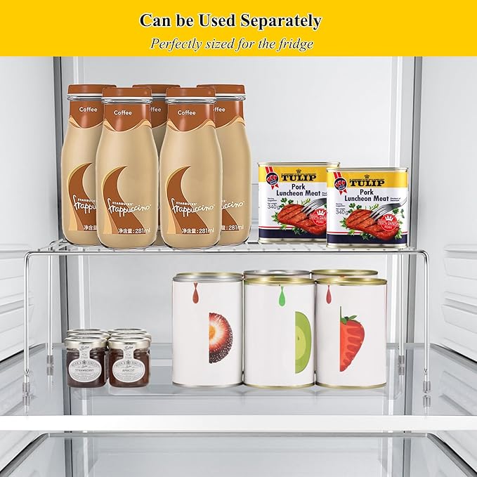 Set of 2 Kitchen Cabinet Organizer Shelves, Stackable Organizer and Storage for Cabinet Cupboard, Expandable Shelf Risers Plate Rack with Anti-Slip Plastic Liner