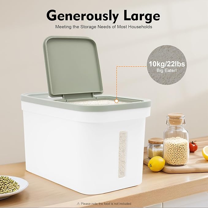 Large Storage Container 22lbs Rice Dispenser Large Rice Cereal Storage Flour Container, Rice Dispenser, Airtight Container For Food