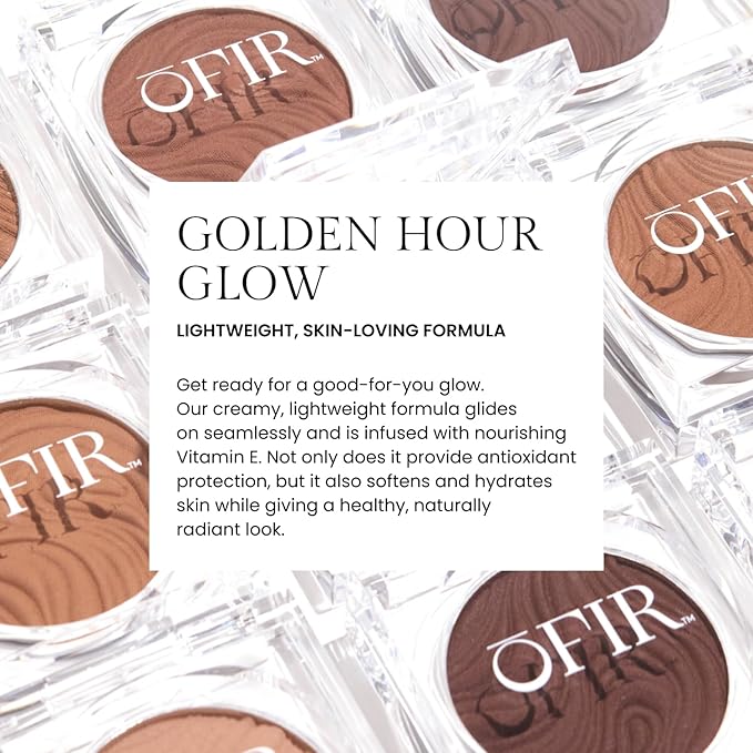 OFIR Geo Sculpt Blendable Cream Bronzer | Buildable Radiant Finish with Vitamin E | Vegan & Cruelty Free Makeup Bronzer | Sun Kissed Glow Compact For Sculpting Cheekbones |Bluff - Light Brown, 0.24 oz