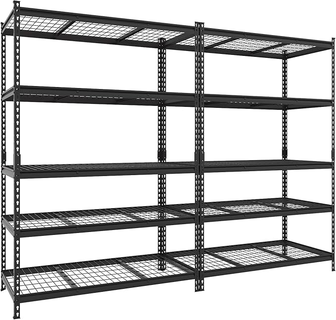 FLEXIMOUNTS Garage Shelving, Heavy Duty Shelving 2000 lbs, 5-Tier Garage Storage Shelves,Industrial Shelves for Heavy Tools and Equipment, 48" W x 24" D x 72" H, 2 Pack