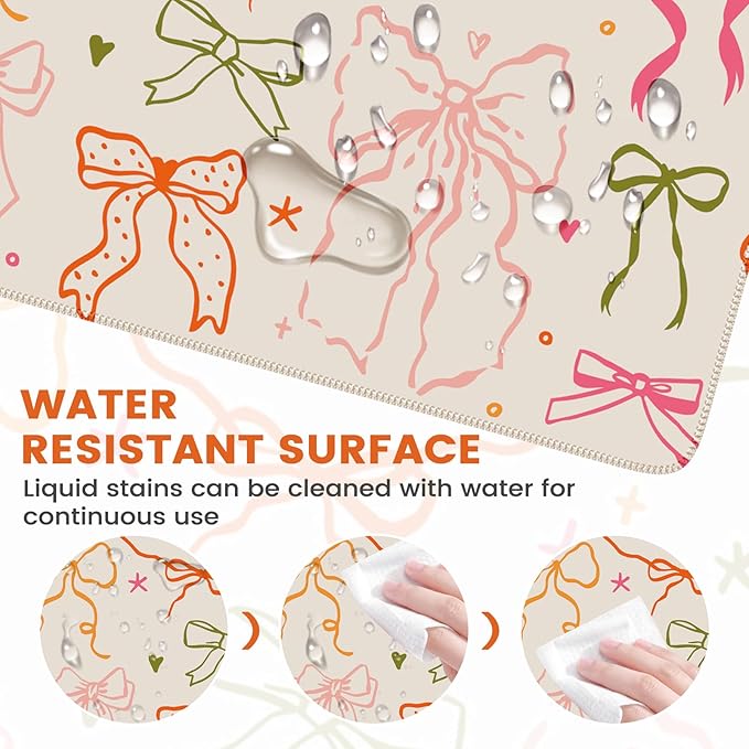 iCasso Desk Mat for Keyboard and Mouse, Large Mouse Pad for Desk, Desk Matt for Desktop, Desk Pad Mat, Anti-Slip Big Mousepad with Stitched Edges for Computer(Colorful Ribbon)