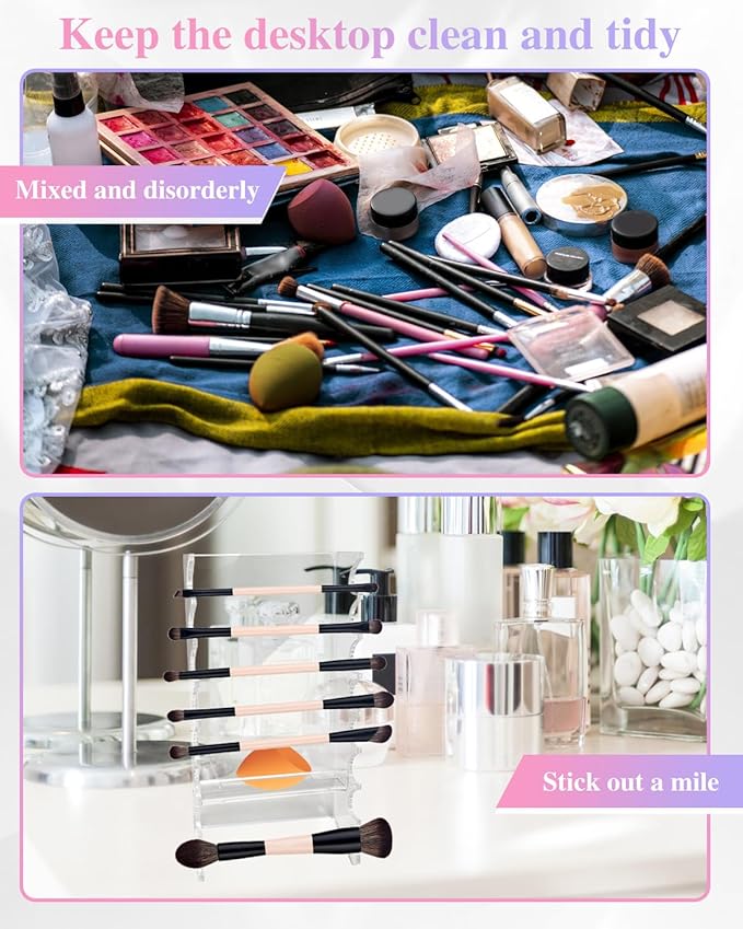 8 Tier Acrylic Makeup Brush Holder, Unique Clear Paint Brush Drying Rack Hair Brush Holder for Women, Acrylic Pen Holder Display Stand for Home School Office or Store Use