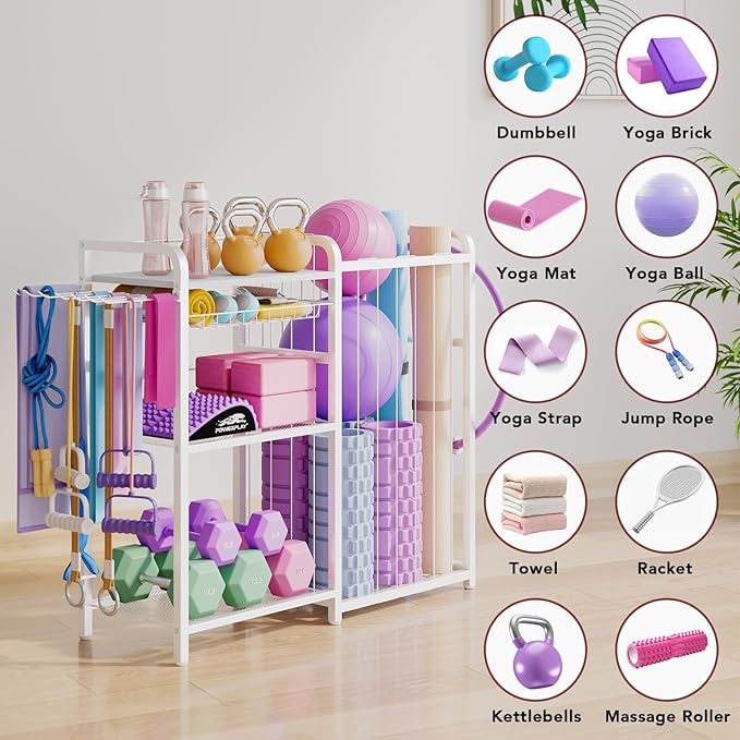Garage Sports Equipment Organizer, Ball Storage for Gear and Toys, Large Capacity, Sports Organizer for Garage with Hooks and Baskets