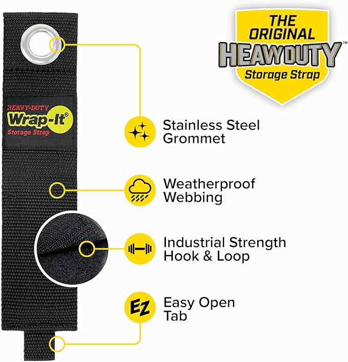 Heavy-Duty Wrap-It Storage Straps, 17-inch (6 Pack) - Extension Cord Organizer, Storage, Cord Straps, Cable Straps for Hoses, Rope, RV, Workshop, Boat, Tools, and Garage Wall Storage and Organization