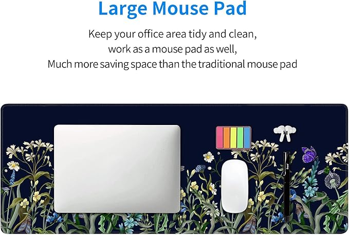 Weeds Flowers Large Mouse Pad,Gaming Keyboard Desk Pad,Extended Mouse Mat Non-Slip Rubber Base with Stitched Edges for Office Game Home XL 31.5"x11.8"