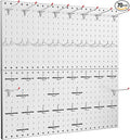 TORACK Metal Pegboard Wall Tool Organizer 24" x 24" or 12" x 48", 70 PCS Tools Storage Pegboard for Garage Peg Board Tool Organizer Board with Hooks for Workbench(Grey)