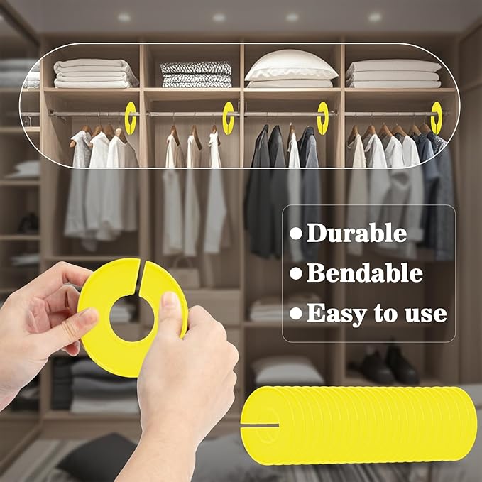 Sukh Closet Dividers 30pcs - Plastic Clothes Organizer Shelf Tags Labels for Clothing Rack Wardrobe Store Warehouse Nursery Must Haves Boutique Supplies Sturdy Durable Flexible No Burrs (Yellow)