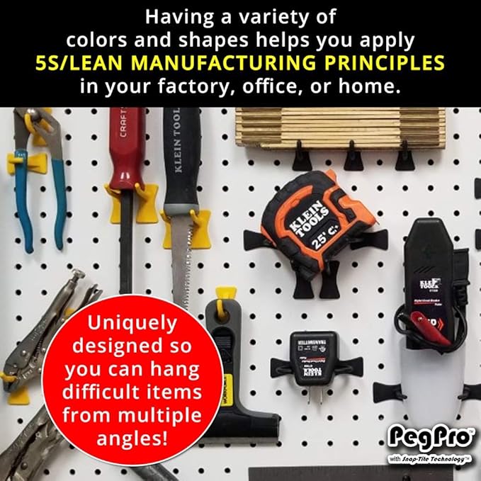 PegPro® 2" Hooks Kit for Standard “Wood Fiber” pegboard – Durable Plastic Pegboard Hooks - for Garage, Kitchen, Craft Room, and More (2" Hook - 24 Pack, White)