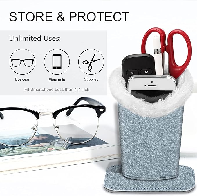 Fintie Plush Lined Eyeglasses Holder, Glasses Stand Case, Anti-scratch Glasses Storage Organizer for Desk, Nightstand, Office