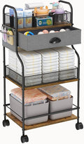 3-Tier Baby Diaper Caddy Cart Organizer with Drawer,Rolling Utility Cart & Bedside Nursery Essentials Cart for Newborn Baby Stuff, 2+1 Dividers, Baby Storage Organizer for Bedroom,Changing Table,Grib