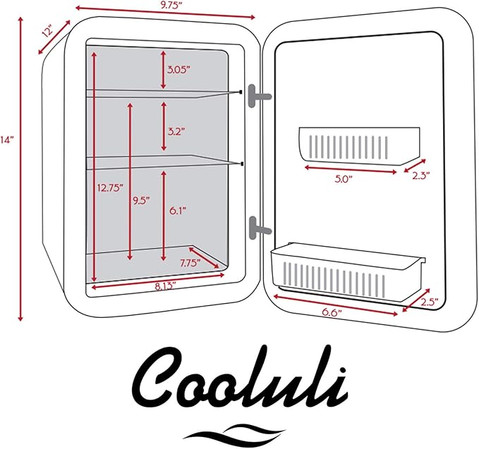 Cooluli 15L Mini Fridge for Bedroom - Car, Office Desk & College Dorm Room - 12V Portable Cooler & Warmer for Food, Drinks, Skincare, Beauty, Makeup & Cosmetics - AC/DC Small Refrigerator (Turquoise)
