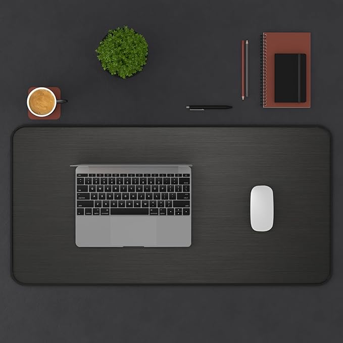 Desk Mat - Brushed Metal Texture, Extended Mouse Pad & Desk Pad, Neoprene Surface, Non-Slip Rubber Base, Stitched Edges, Gaming Mouse pad, Large Mouse pad, Mouse Pads (Black, 16x32)