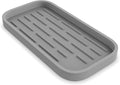 ZAPPOWARE Kitchen Sink Organizer | Silicone Sponge Holder - Storage Tray for Dish Sponge, Soap Dispenser, Scrubber 9.6"x 4.9" (Gray)