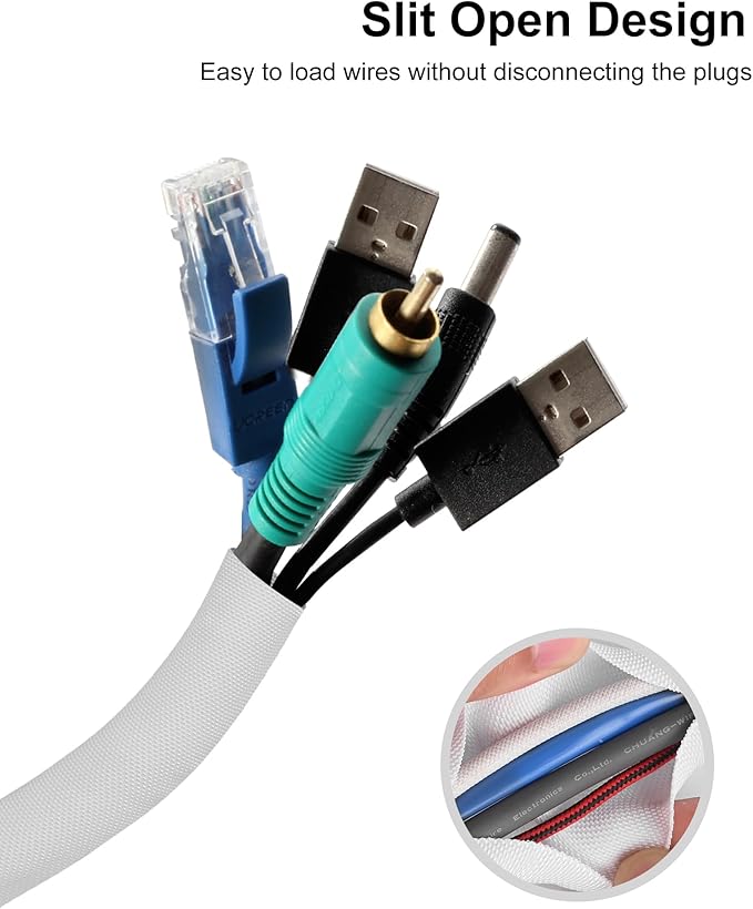 Secbolt Cord Protectors from Pets No Chew, 25ft - 1 inch Ultra Durable Cord Covers for Pets, Bite-Resistant Cable and Wire Protector for Cats, Dogs, Rabbits - White