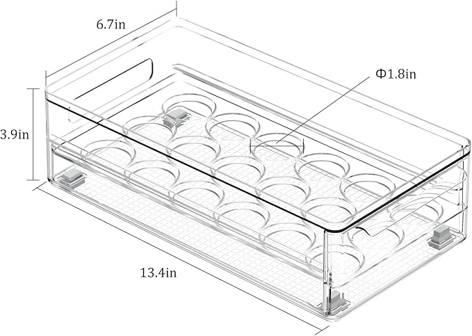 Acrylic Egg Box Transparent 18 and 36 Pack Storage for Refrigerator Kitchen Storage Size: 13.3 * 4.7 * 3.9 inches (2 pack)