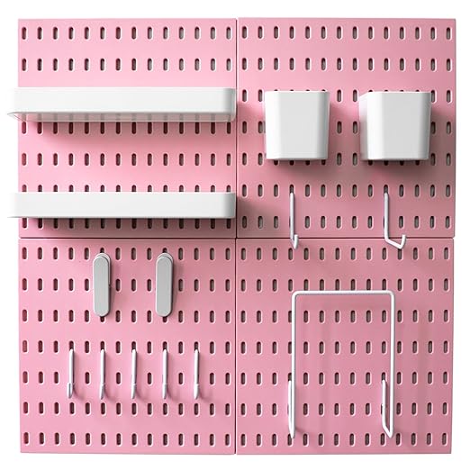 Pegboard Combination Kit for Wall Organizer, Wall Mounted Peg Board Kits for Kitchen, Bedroom, Office, &Bathroom, 4 Pieces Black Pegboards and 14 Accessories, 22" x 22"