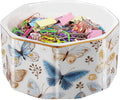 Ceramic Paper Clip Holder Gold Line Paper Clip Dispenser Organizer for Desk Cute Floral Butterfly Pattern Office Binder Clip Holder Bobby Pin and Hair Clip Holder Gift for Office Butterfly