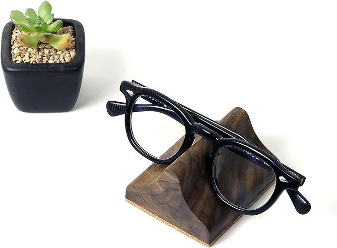 Handmade Wood Carving Eyeglasses Stand Wood Glasses Holder Sunglasses Display Stand Home Office Desk Supplies (WALNUT)