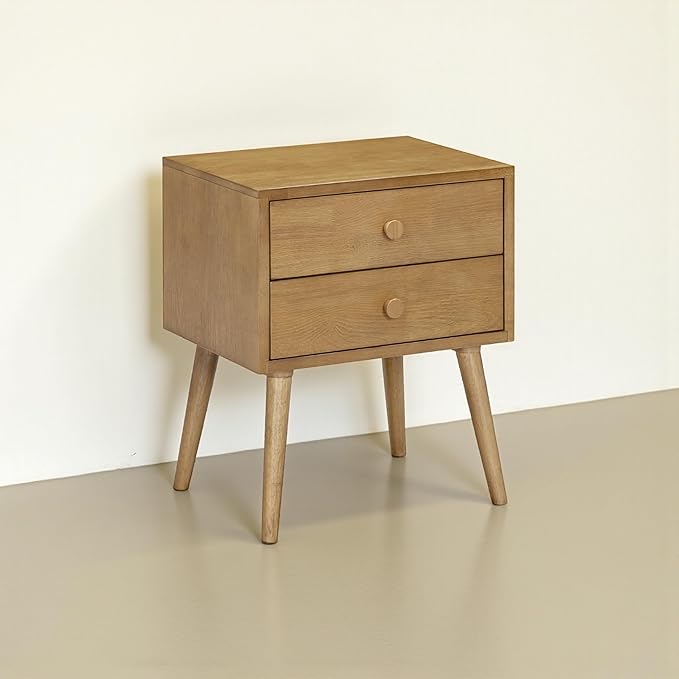NTC Lux Nightstand with 2 Drawers, Featuring Adaptable Design, 150 lbs Load Capacity, Water-Resistant, Elevate Your Space, Easy Assembly - Rustic Oak