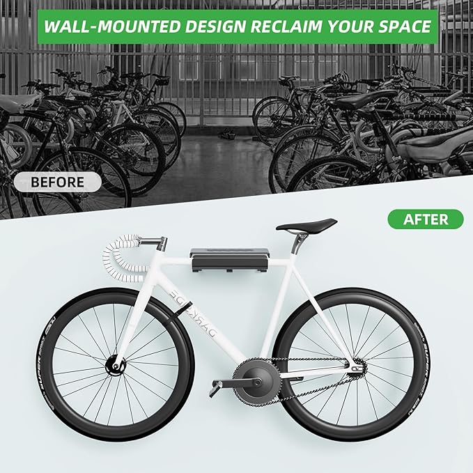 Bike Wall Mount Rack Indoor Bike Storage Garage Bike Rack Wall Mount with Shelf and Hooks Store Your Helmet and Shoes for a Single Road, Mountain or Other Bicycle (Fit Crank Bicycle)