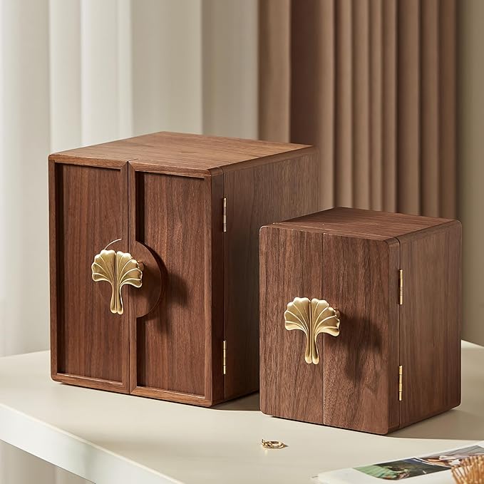 CHOSIN Black Walnut Wooden Jewelry Box 5 Layer Large Wood Jewelry Organizer Brass Handle for Necklaces Rings Earrings Watches Storage Christmas Gifts(7.9x8.7x10.0inches)