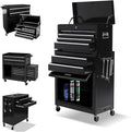 8-Drawer High Capacity Rolling Tool Box with Wheels,Rolling Tool Chest with Drawer,Tool Box on 4 Wheels with Lock, Tool Storage Cabinet Removable Portable Box for Garage Warehouse (Black)