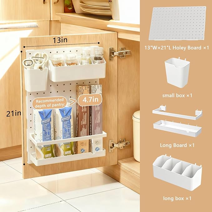 20x13x4.7-Inch Inside Cabinet Door Organizer,Adhesive Shelf,No Drilling Cabinet Door Storage,Organizer Caddy for Kitchen,Bathroom Cabinets,Space Saving Hold,Style2